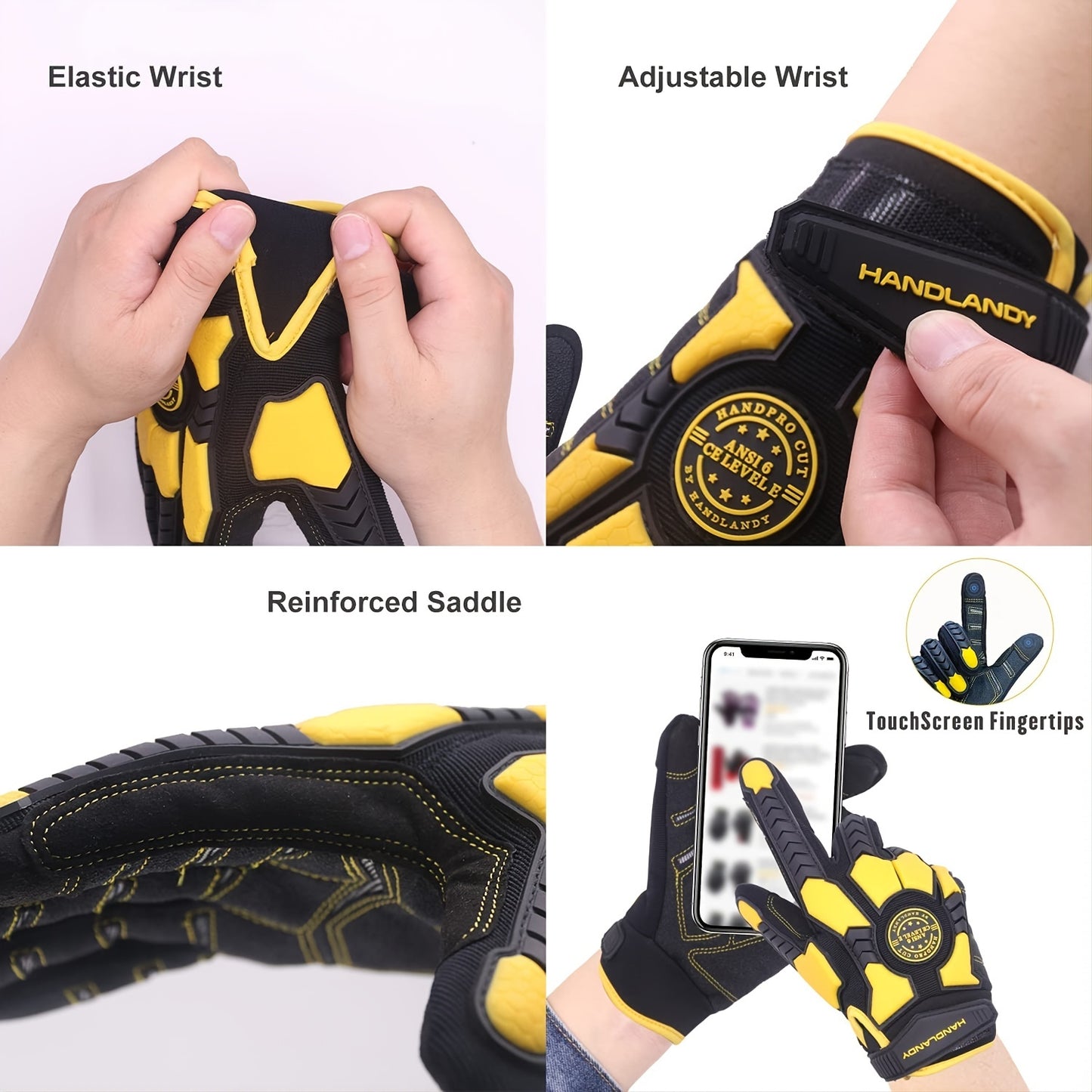 [Gripenhanced Gloves] Heavy-Duty Work Gloves, TPR Protective Impact Gloves, Cut-Resistant Utility Mechanical Gloves, Touchscreen Compatible.