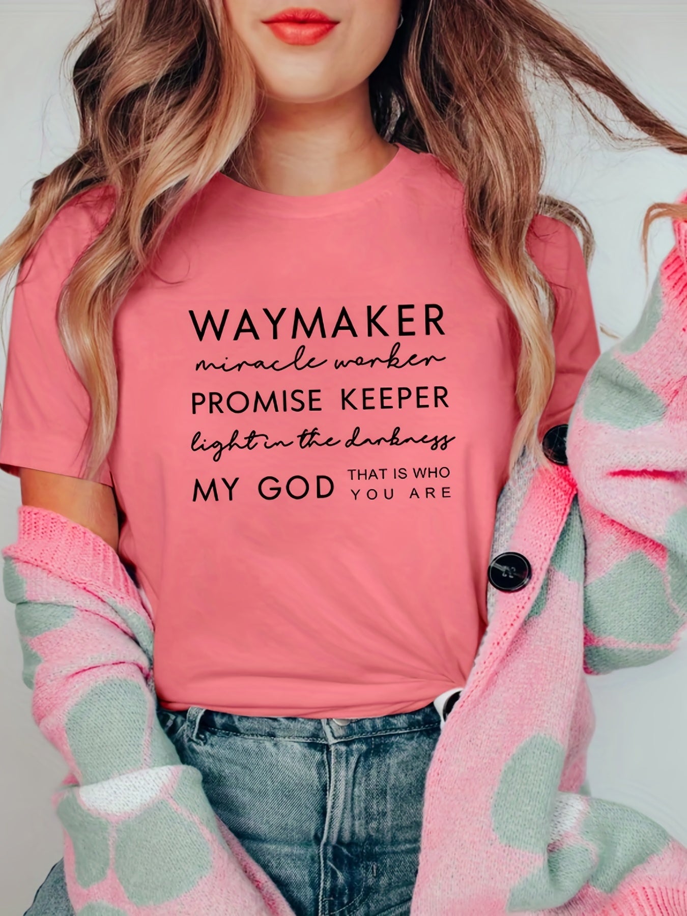 Women's Faith Quote Graphic T-Shirt - Comfortable Loose Fit Short Sleeve Tee for Casual Wear and Inspirational Style
