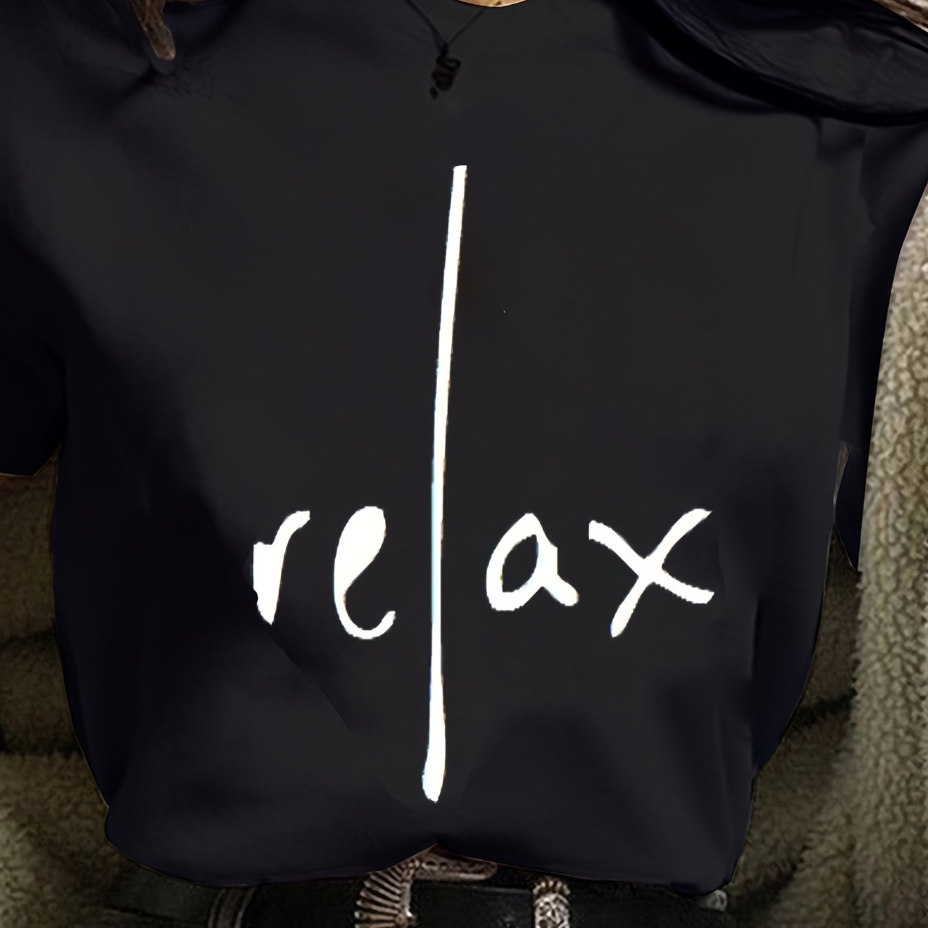 Relax Print Crew Neck T-Shirt, Casual Short Sleeve Top For Spring & Summer, Women's Clothing