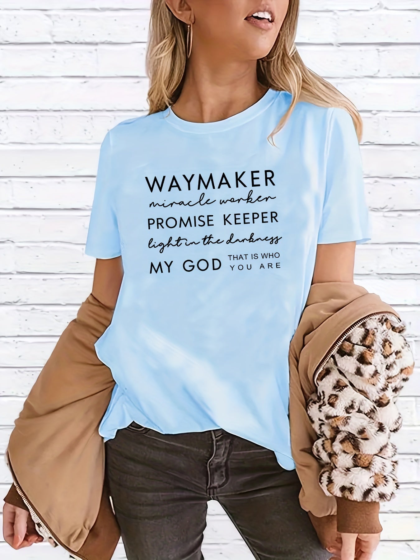 Women's Faith Quote Graphic T-Shirt - Comfortable Loose Fit Short Sleeve Tee for Casual Wear and Inspirational Style