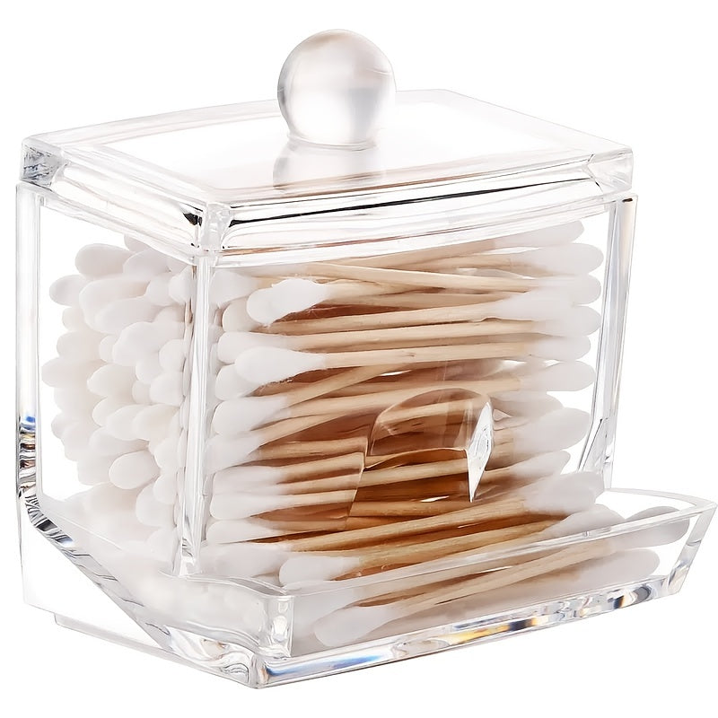 1pc Cotton Swab Holder Cotton Ball Dispenser Organizer Clear Bathroom Storage Containers