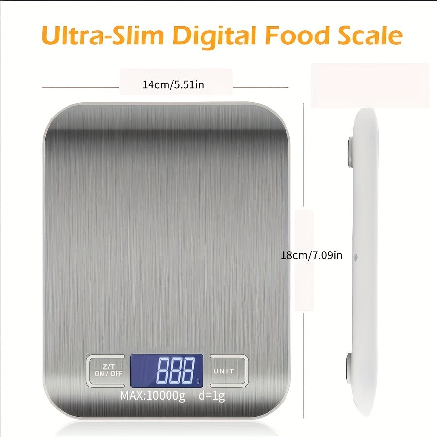 1pc Weluvfit 22.05LB/0.04oz Multifunction Electric Digital Kitchen Food Scale LCD Display, High Precise Waterproff Measuring Scale With Stainless Steel Surface For Weight Loss, Baking, Cooking, Keto And Meal Prep