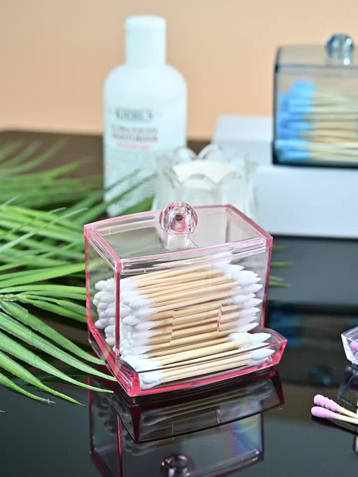 1pc Cotton Swab Holder Cotton Ball Dispenser Organizer Clear Bathroom Storage Containers