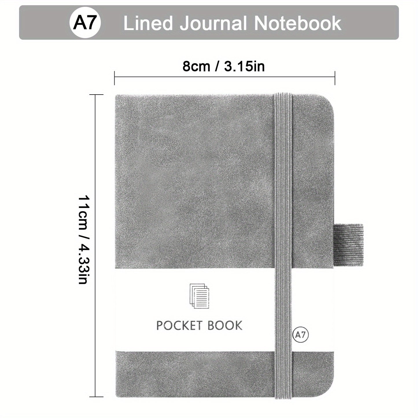100 Sheets/200 Pages A7 Mini Pocket Ruled Notebook with Pen Holder, Compact Size 3.15×4.33inch for On-The-Go Writing