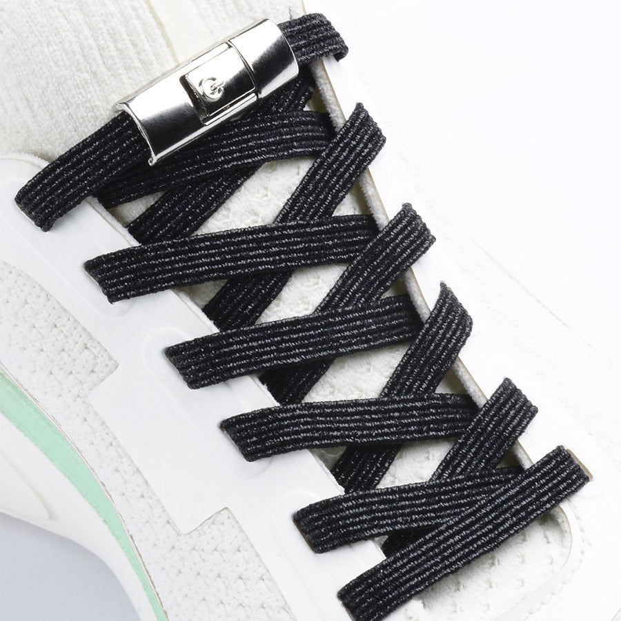 1 Pair 100cm Adjustable No-Tie Elastic Laces with 2 Fixed Buckles for Comfortable Loafers, Sports Shoes, and Casual Shoes for Adults and Seniors