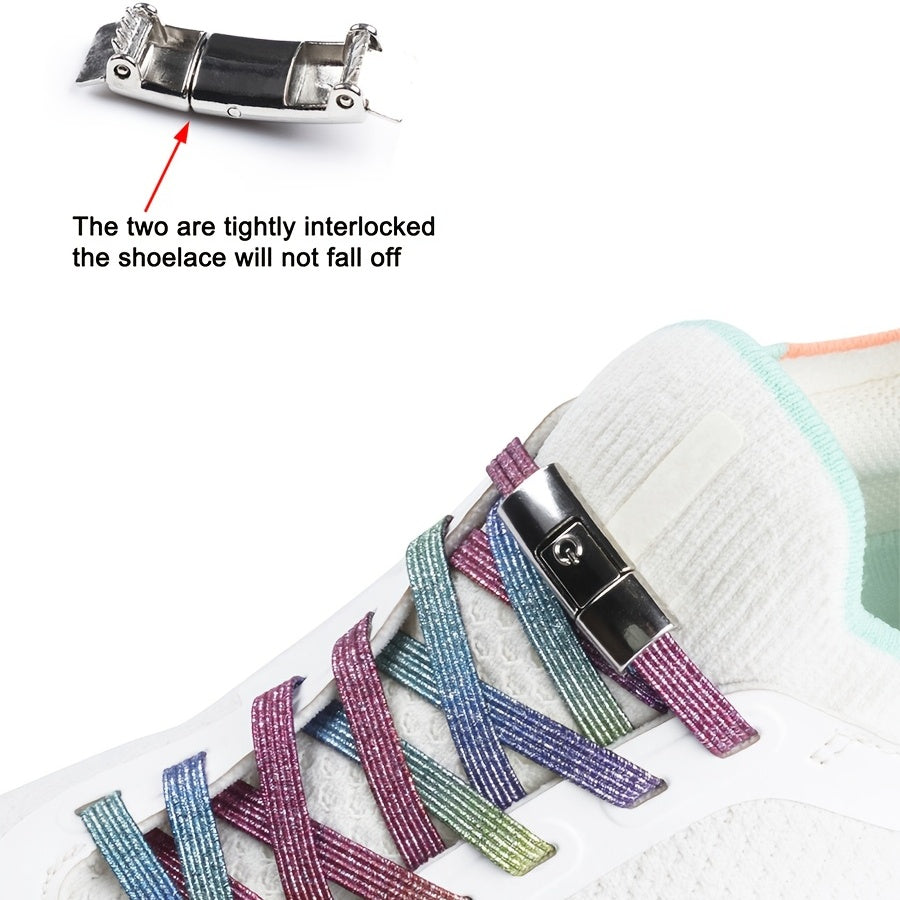 1 Pair 100cm Adjustable No-Tie Elastic Laces with 2 Fixed Buckles for Comfortable Loafers, Sports Shoes, and Casual Shoes for Adults and Seniors