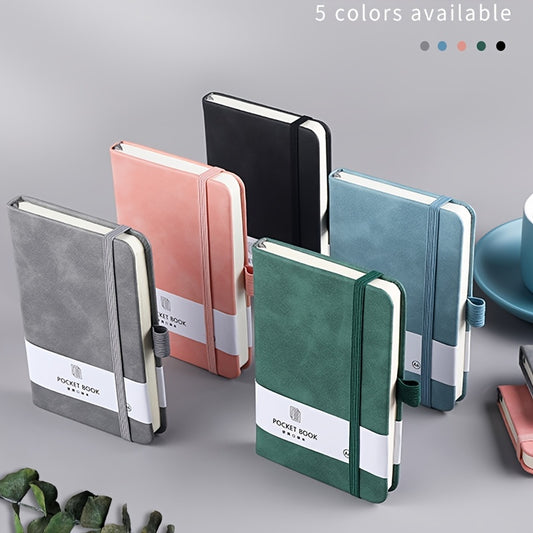 100 Sheets/200 Pages A7 Mini Pocket Ruled Notebook with Pen Holder, Compact Size 3.15×4.33inch for On-The-Go Writing