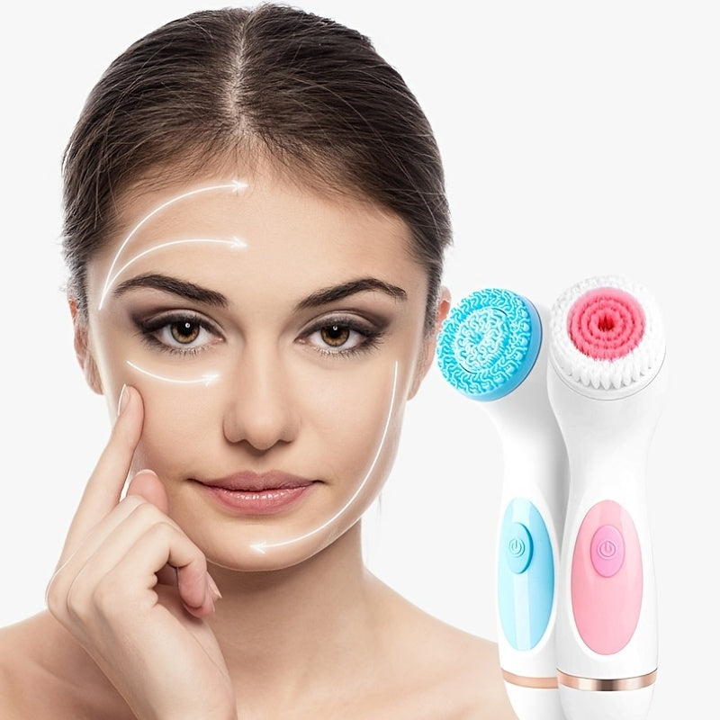[3 In 1 Wireless Face Brush] 3 In 1 Wireless Sonic Face Spin Brush - Deep Cleaning Remove Blackhead Machine Set - Spa System