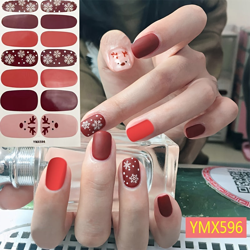 1 Sheet Christmas Nail Stickers, Cartoon Graphic Full Wrap Nail Stickers, Adhesive Nail Decals For Women