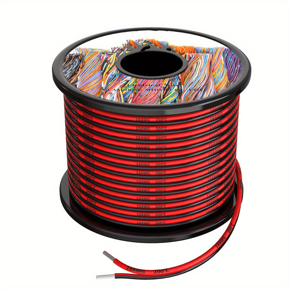 12 Awg Silicone Electrical Wire 2 Conductor Parallel Wire Line 9m [Black 4.5m Red 4.5m] Hook Up Oxygen Tinned Copper