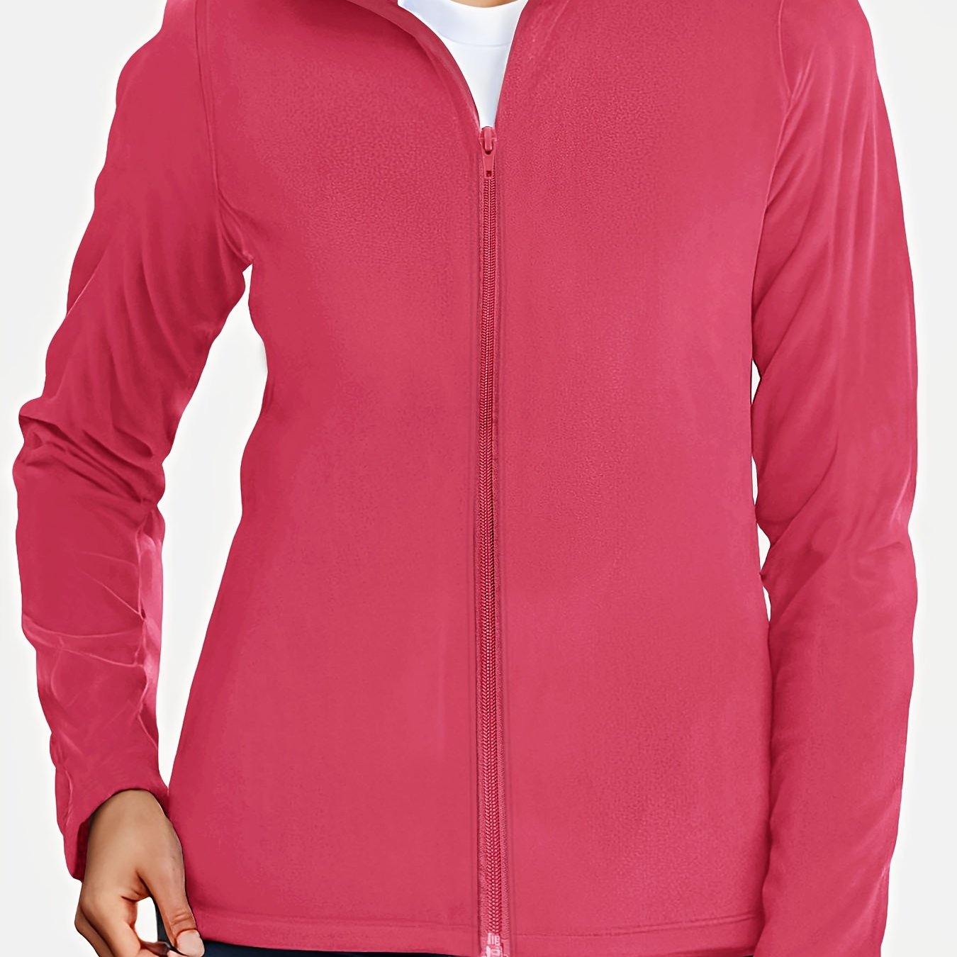 Thermal Stand Collar Jacket, Warm Solid Zipper Jacket, Casual Outerwear For Fall & Winter, Women's Clothing