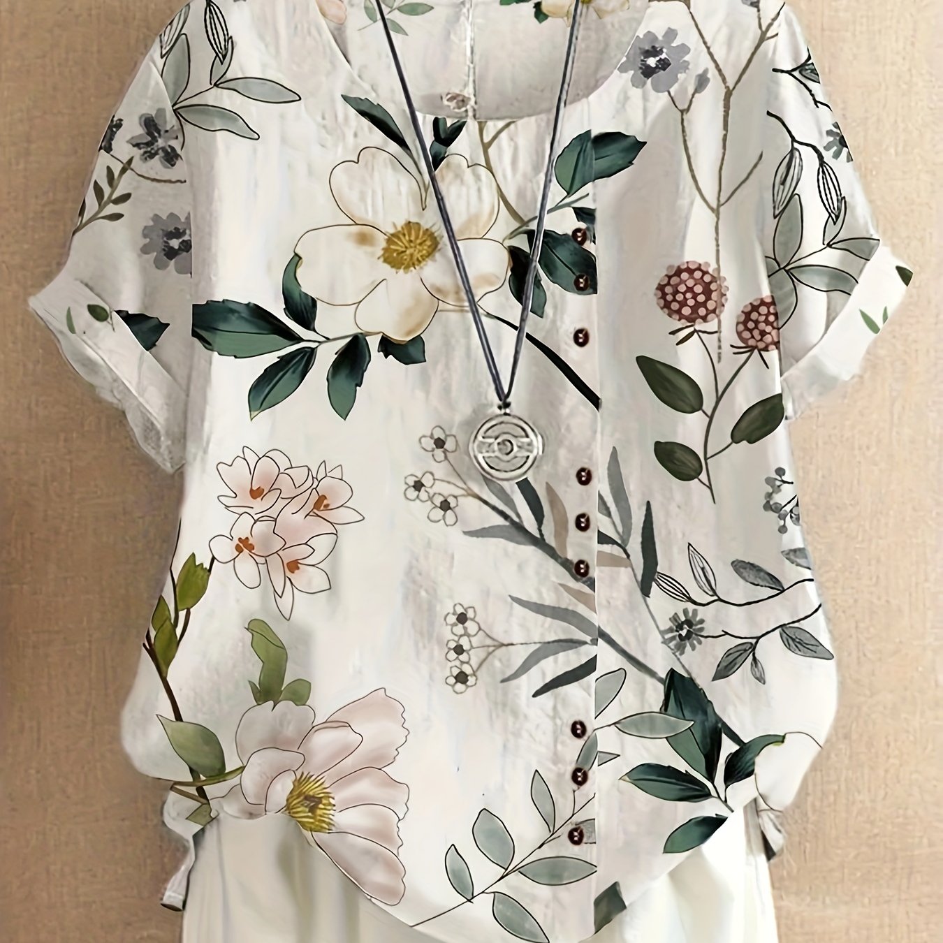 For Spring & Summer, Casual Short Sleeve Floral Print Crew Neck T-Shirt, Women's Clothing