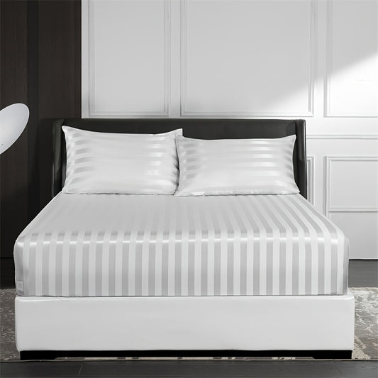 Luxurious Striped Woven Fitted Sheet - Soft, Breathable & Easy-Care Design for Superior Comfort and Healthy Sleep
