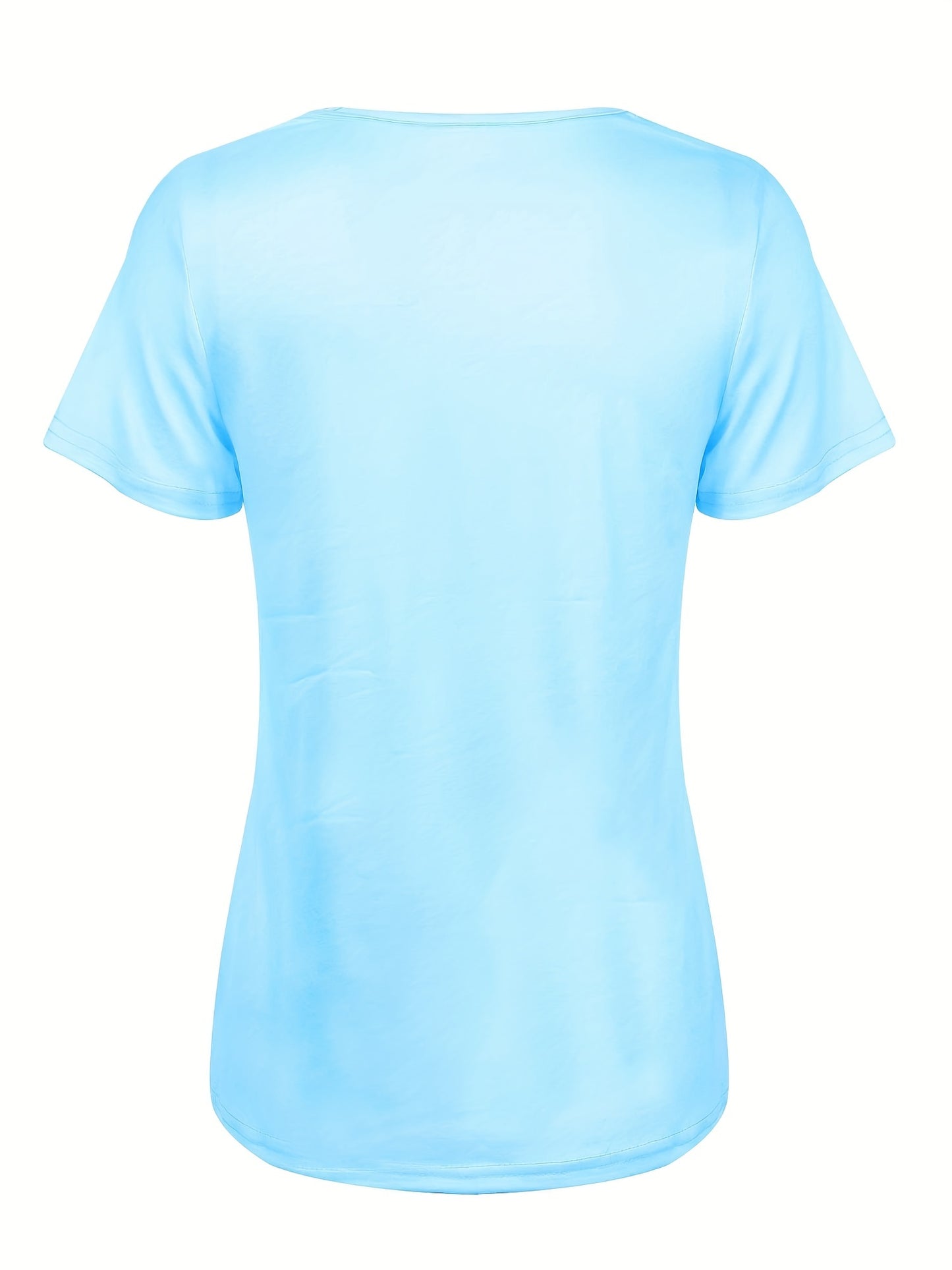For Spring & Summer, Casual Short Sleeve Contrast Lace Dandelion Print T-Shirt, Women's Clothing