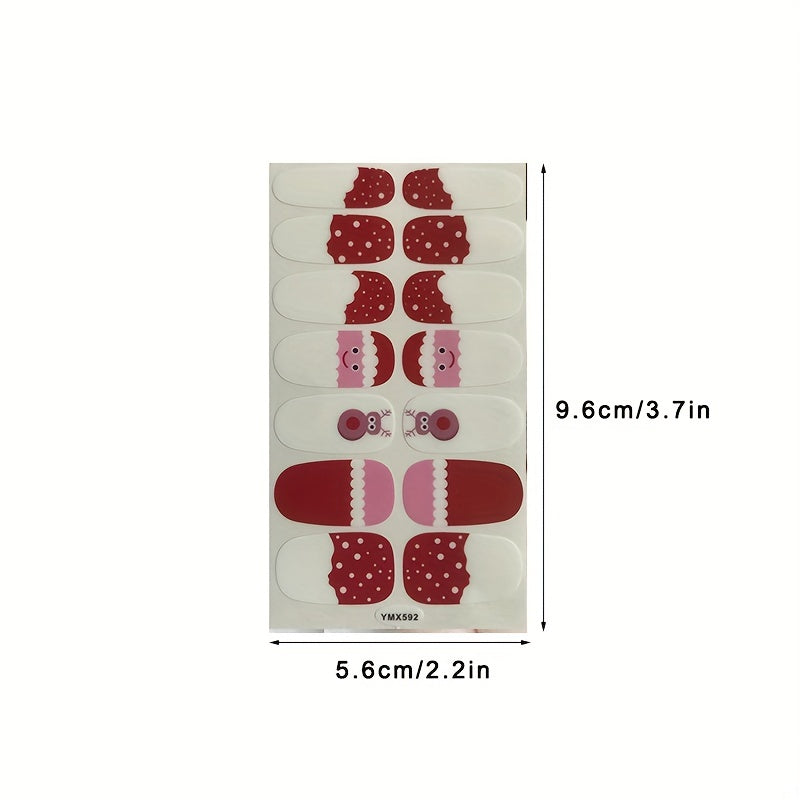 1 Sheet Christmas Nail Stickers, Cartoon Graphic Full Wrap Nail Stickers, Adhesive Nail Decals For Women