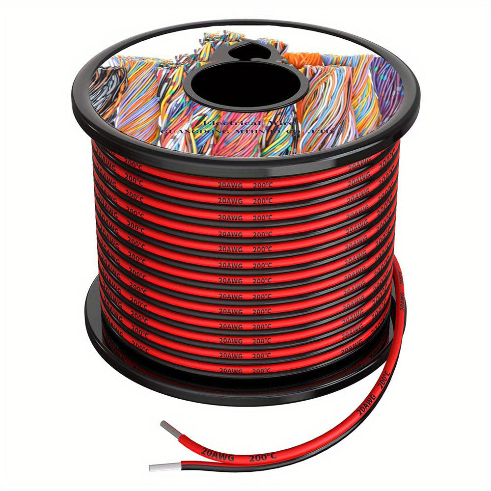 12 Awg Silicone Electrical Wire 2 Conductor Parallel Wire Line 9m [Black 4.5m Red 4.5m] Hook Up Oxygen Tinned Copper