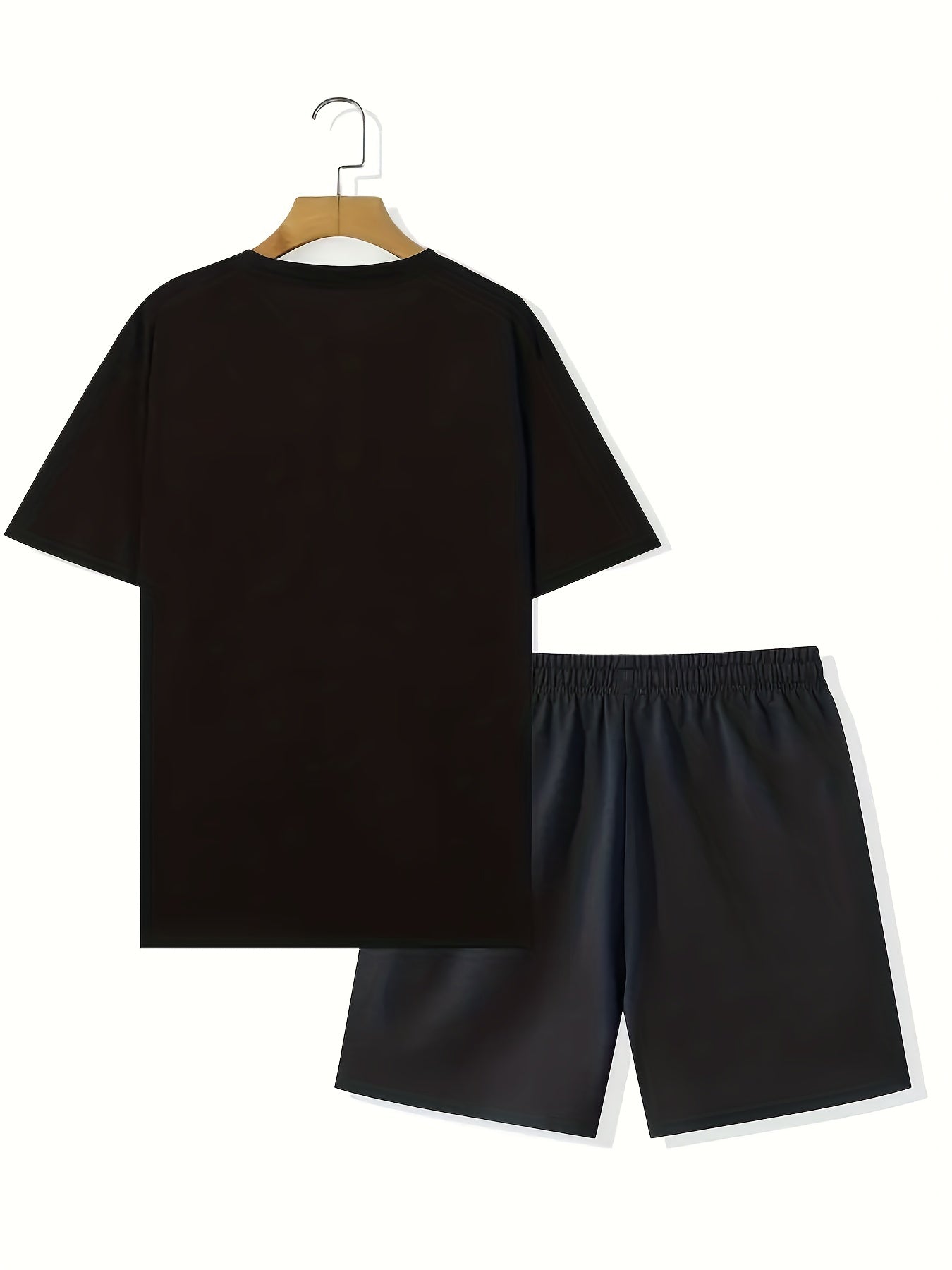 2 piece Men's 'Faith' Print Short Sleeve T-Shirt and Shorts Set - Comfortable Casual Loungewear for Summer