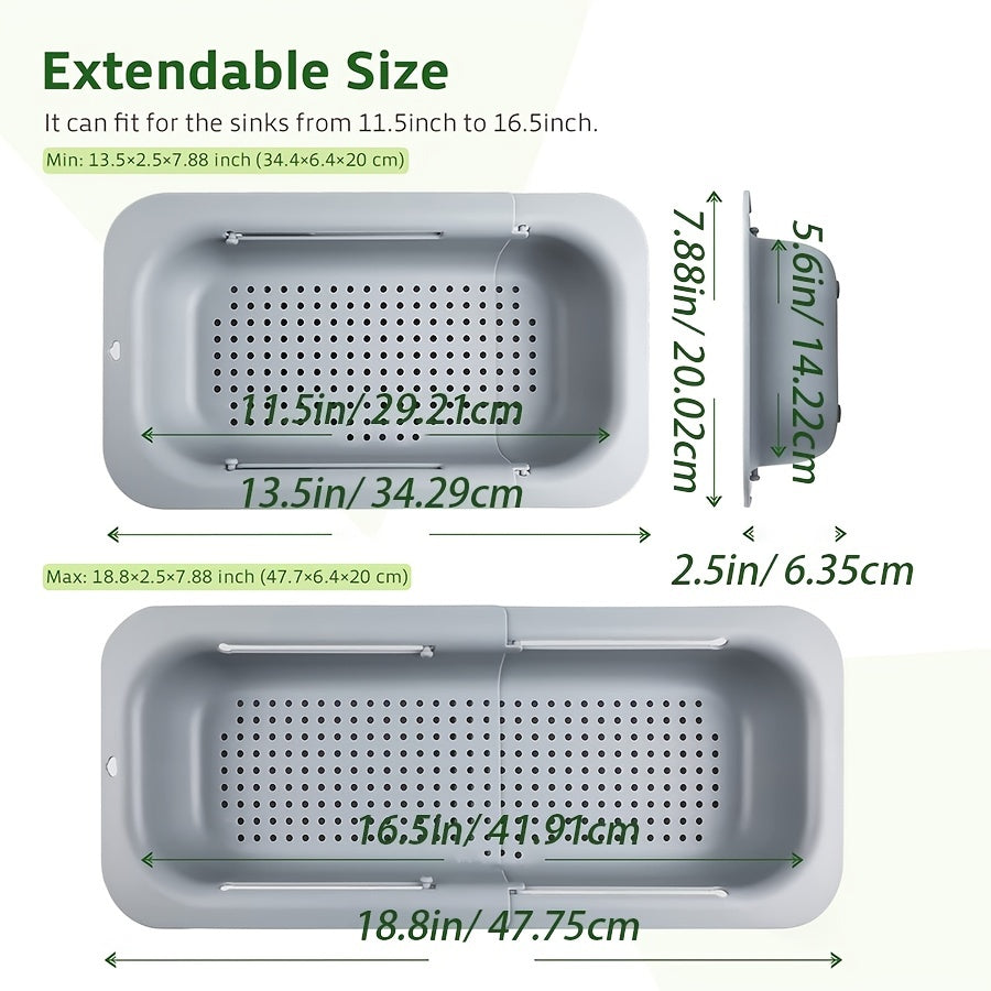 1pc Extendable Collapsible Sink Colander and Strainers Basket for Kitchen - Perfect for Fruit and Vegetable Straining and Draining