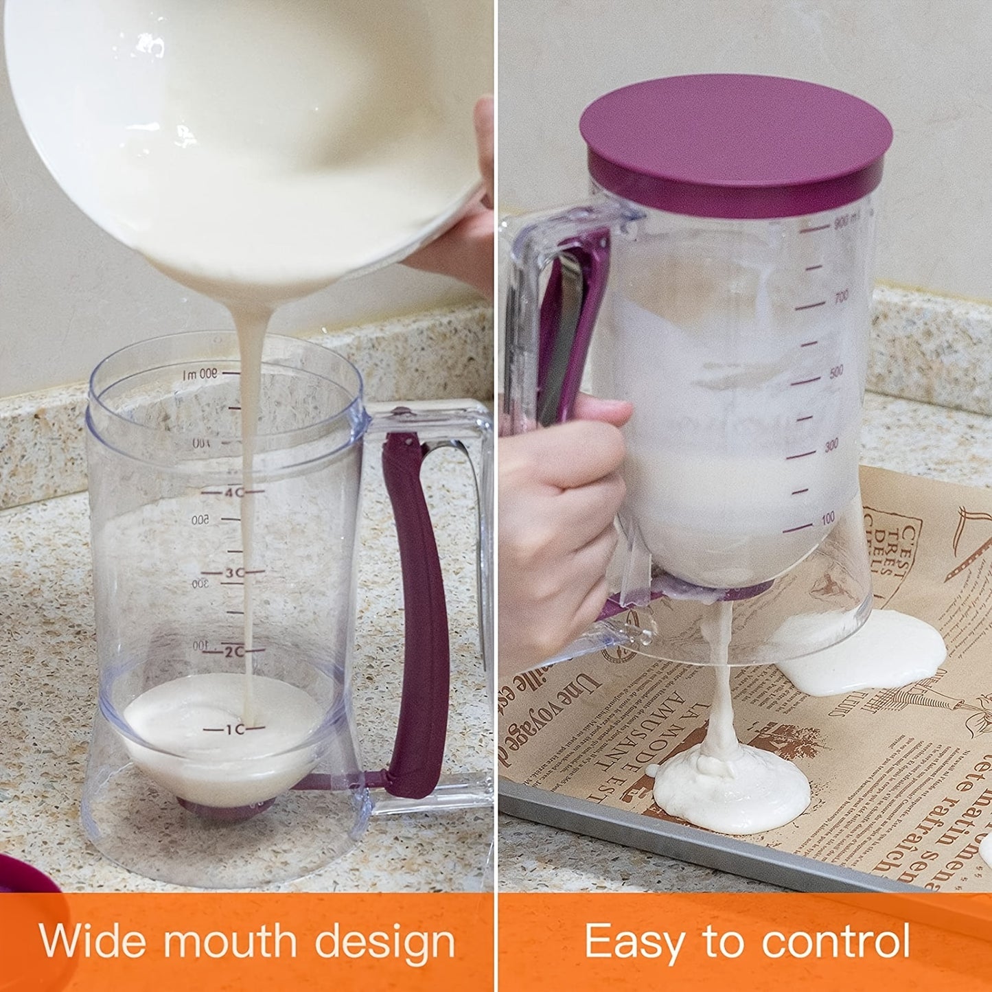 1pc Pancake Cupcake Batter Dispenser, Collapsible Batter Separator Cupcakes Pancakes Cookie Cake Waffles Perfect Baking Tool For Cupcakes, Waffles, Muffin Mix, Or Any Baked Goods