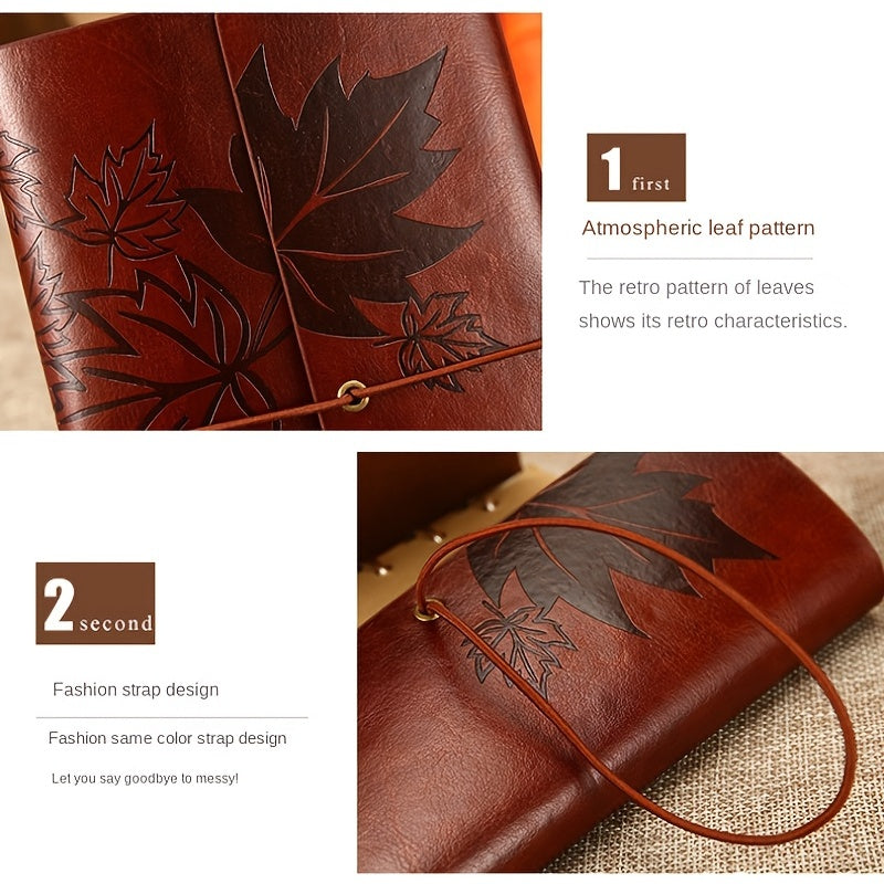 75 Sheets/PC Vintage Style Maple Leaf Logo Notebook with Brown Paper Inside