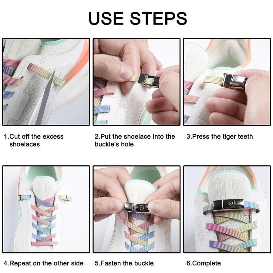 1 Pair 100cm Adjustable No-Tie Elastic Laces with 2 Fixed Buckles for Comfortable Loafers, Sports Shoes, and Casual Shoes for Adults and Seniors