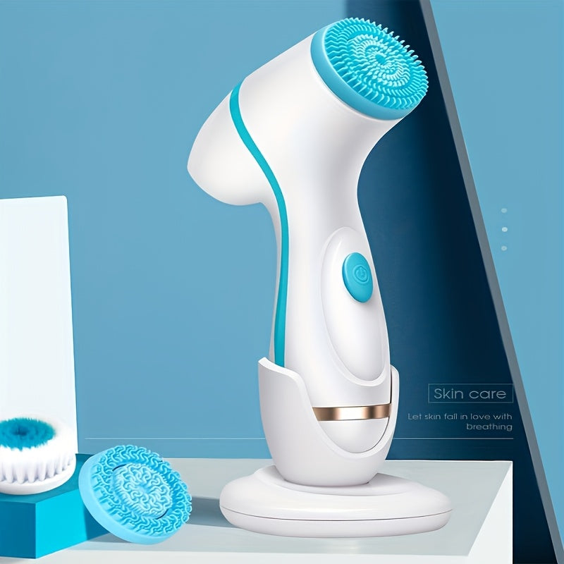 [3 In 1 Wireless Face Brush] 3 In 1 Wireless Sonic Face Spin Brush - Deep Cleaning Remove Blackhead Machine Set - Spa System