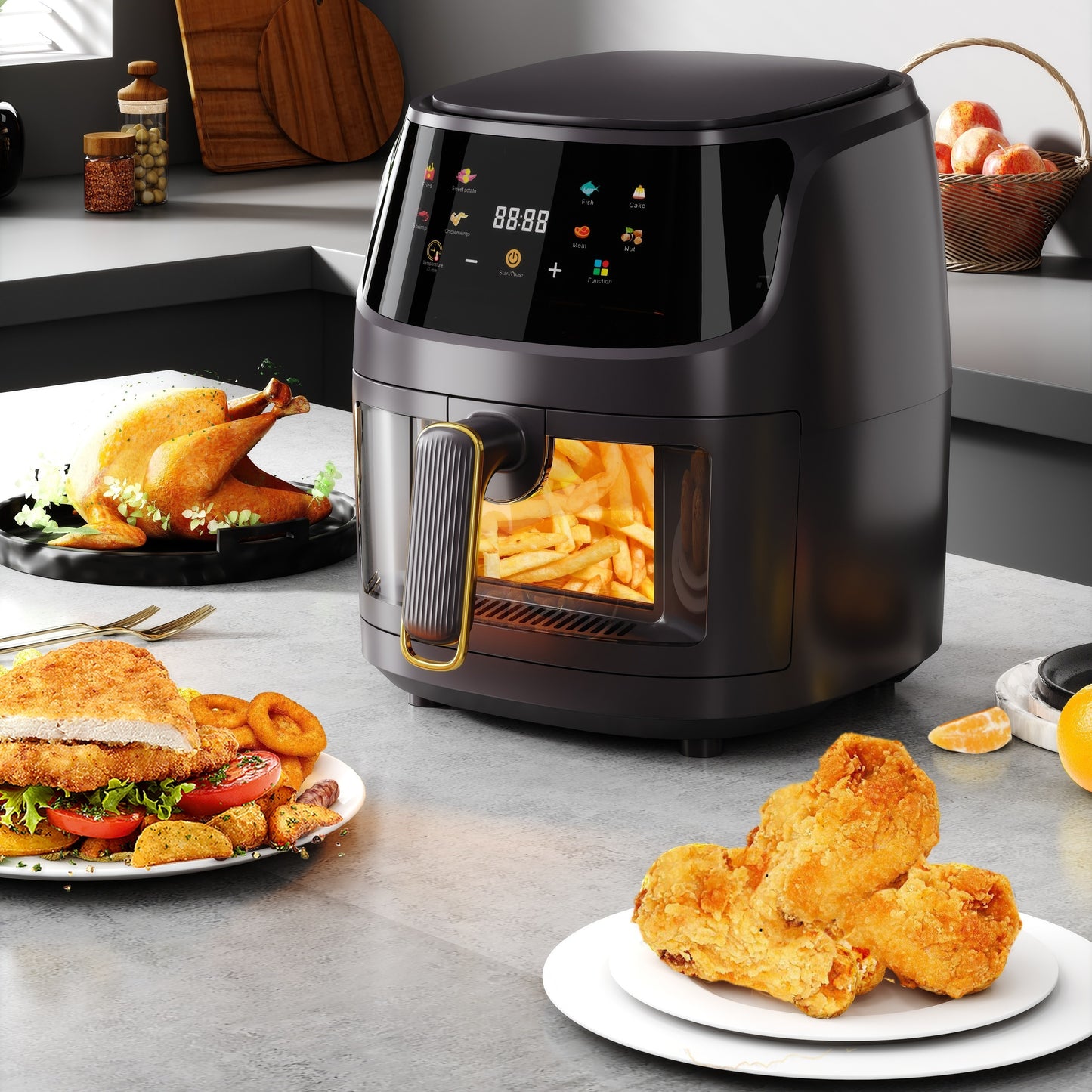 1pc, Large Capacity Air Fryer Oven with Smart Cooking Programs - Multifunctional Electric Fryer for Healthy and Delicious Meals