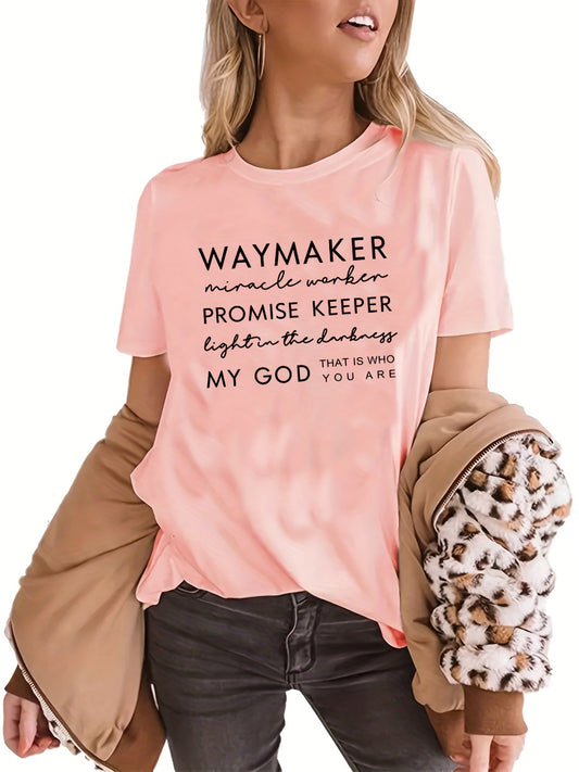 Women's Faith Quote Graphic T-Shirt - Comfortable Loose Fit Short Sleeve Tee for Casual Wear and Inspirational Style