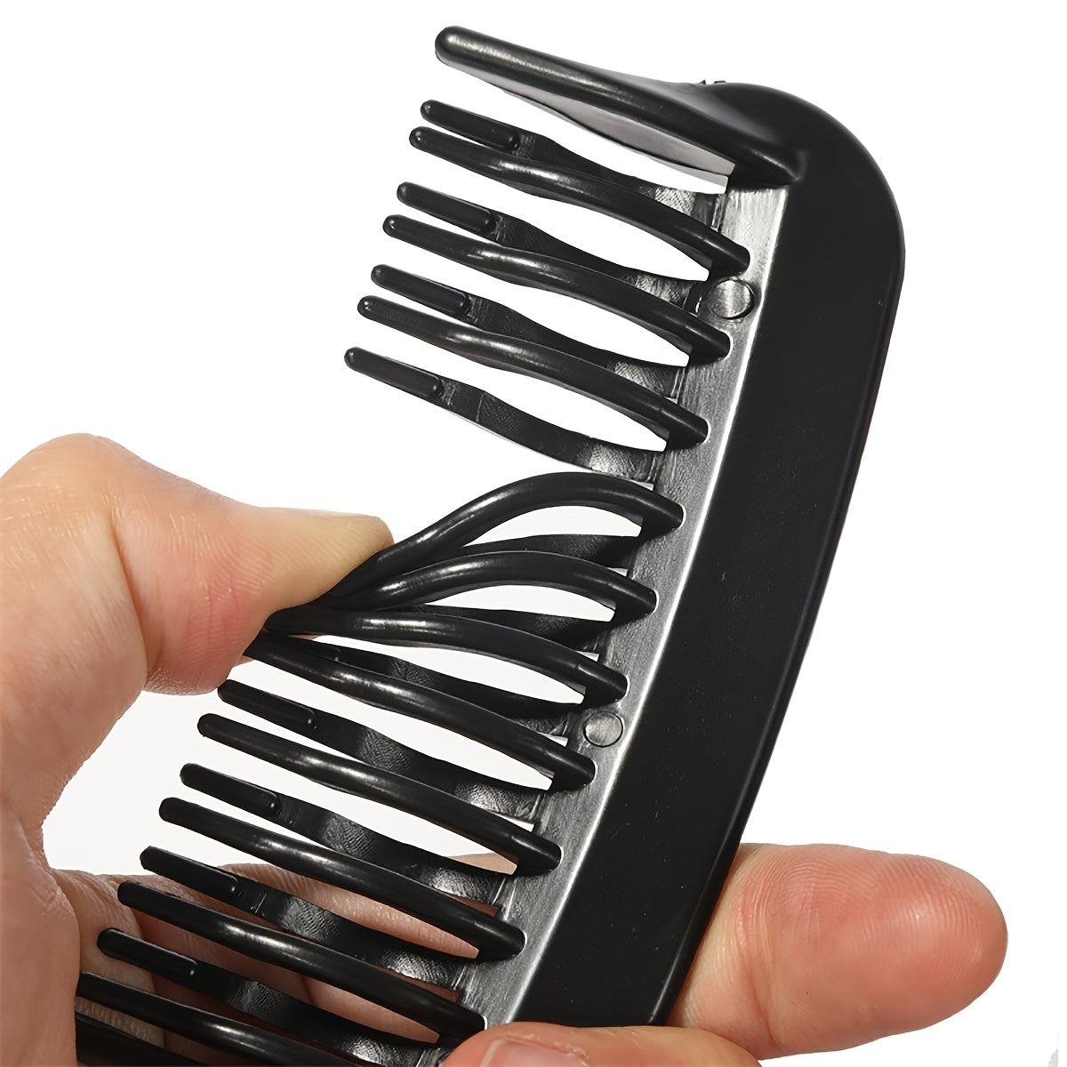 1pc Double Row Wide Tooth Detangler Hair Comb Shampoo Comb With Handle For Long Curly Wet Or Dry Hair