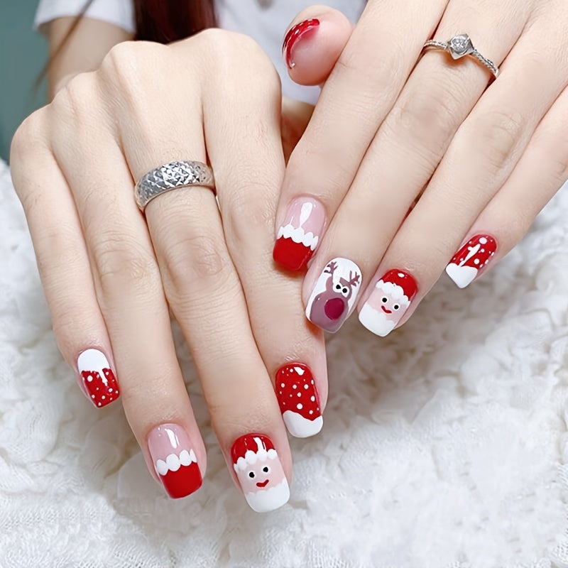 1 Sheet Christmas Nail Stickers, Cartoon Graphic Full Wrap Nail Stickers, Adhesive Nail Decals For Women