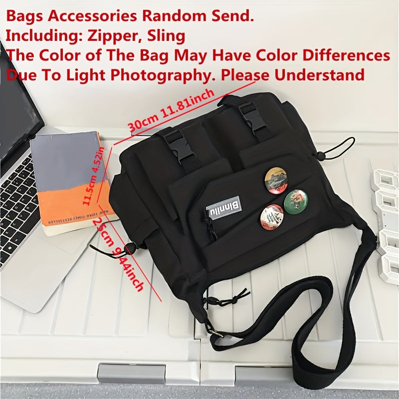 [Large Capacity Messenger Bag] 1pc Nylon Handbag Shoulder Bag Large Capacity Messenger Bag, Men's Messenger Bag Student School Bag