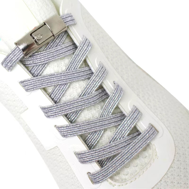 1 Pair 100cm Adjustable No-Tie Elastic Laces with 2 Fixed Buckles for Comfortable Loafers, Sports Shoes, and Casual Shoes for Adults and Seniors