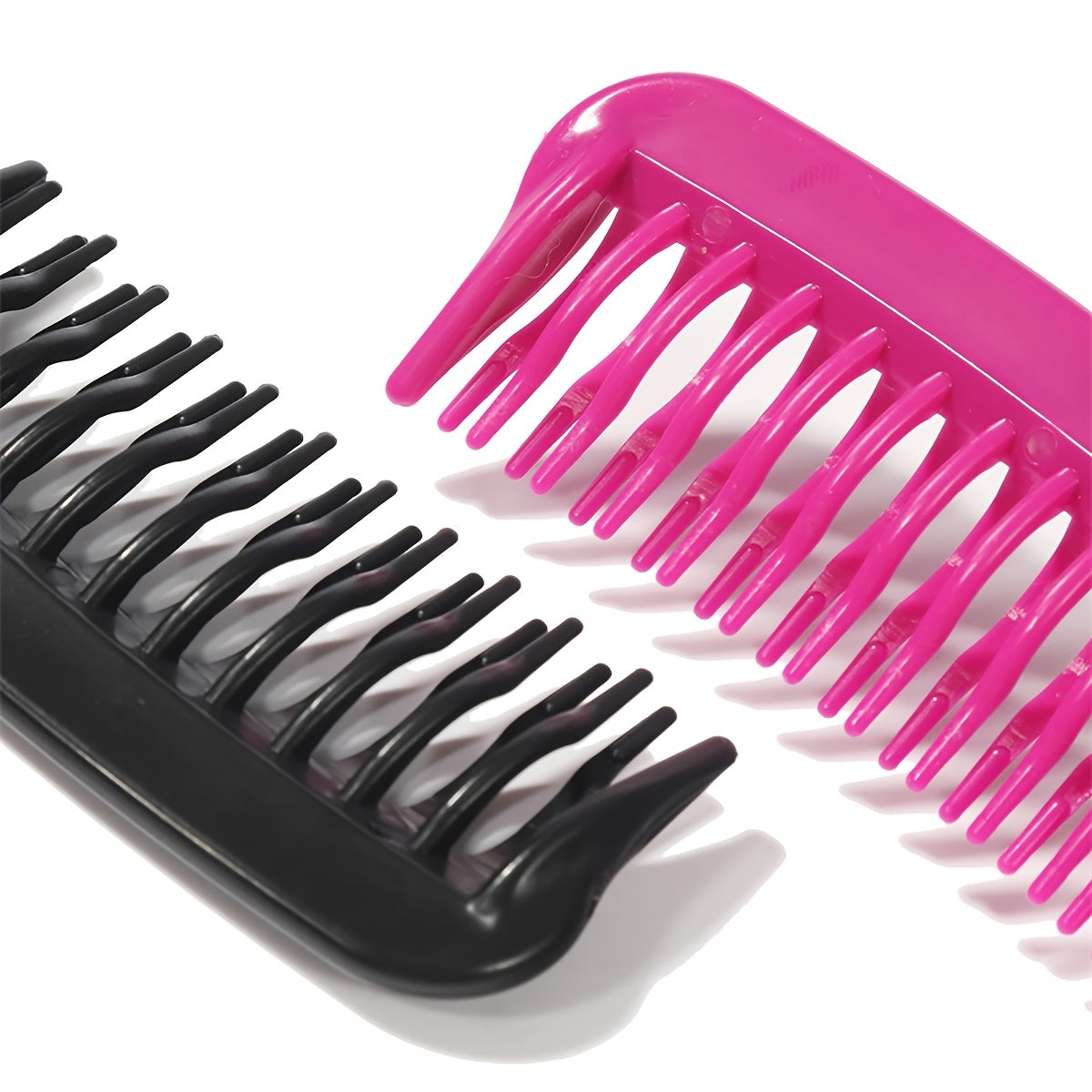 1pc Double Row Wide Tooth Detangler Hair Comb Shampoo Comb With Handle For Long Curly Wet Or Dry Hair