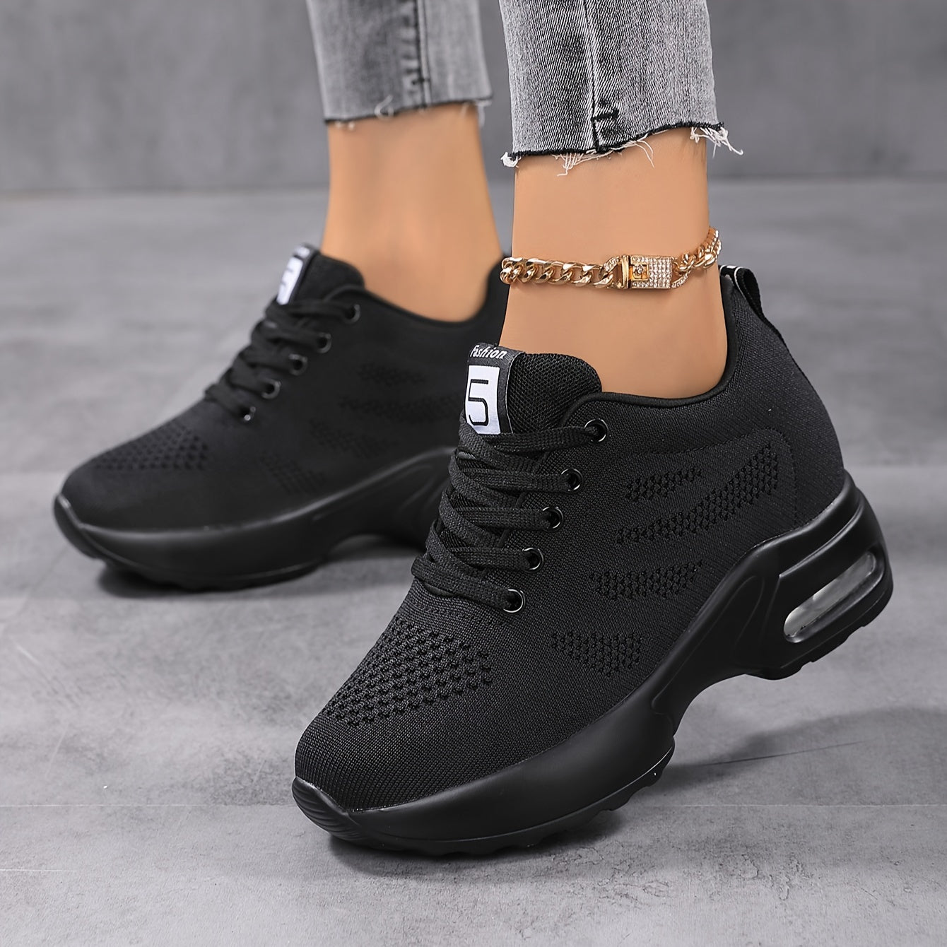 Women's Lightweight Mesh Sneakers, Platform Low Top Lace Up Height Increased Casual Shoes, Women's Sport Footwear