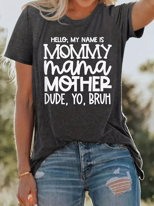 Letter Print Crew Neck T-Shirt, Casual Short Sleeve T-Shirt For Spring & Summer, Women's Clothing