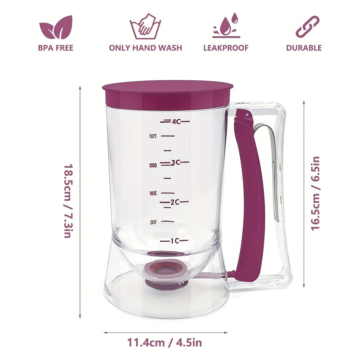 1pc Pancake Cupcake Batter Dispenser, Collapsible Batter Separator Cupcakes Pancakes Cookie Cake Waffles Perfect Baking Tool For Cupcakes, Waffles, Muffin Mix, Or Any Baked Goods