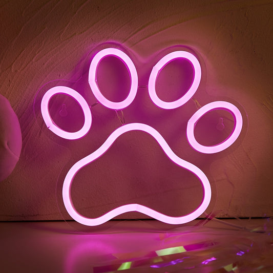 1pc LED Neon Sign Dog Paw Shaped Night Lights, 5V USB Power Supply Neon Lamp For Home Bedroom Dorm Party