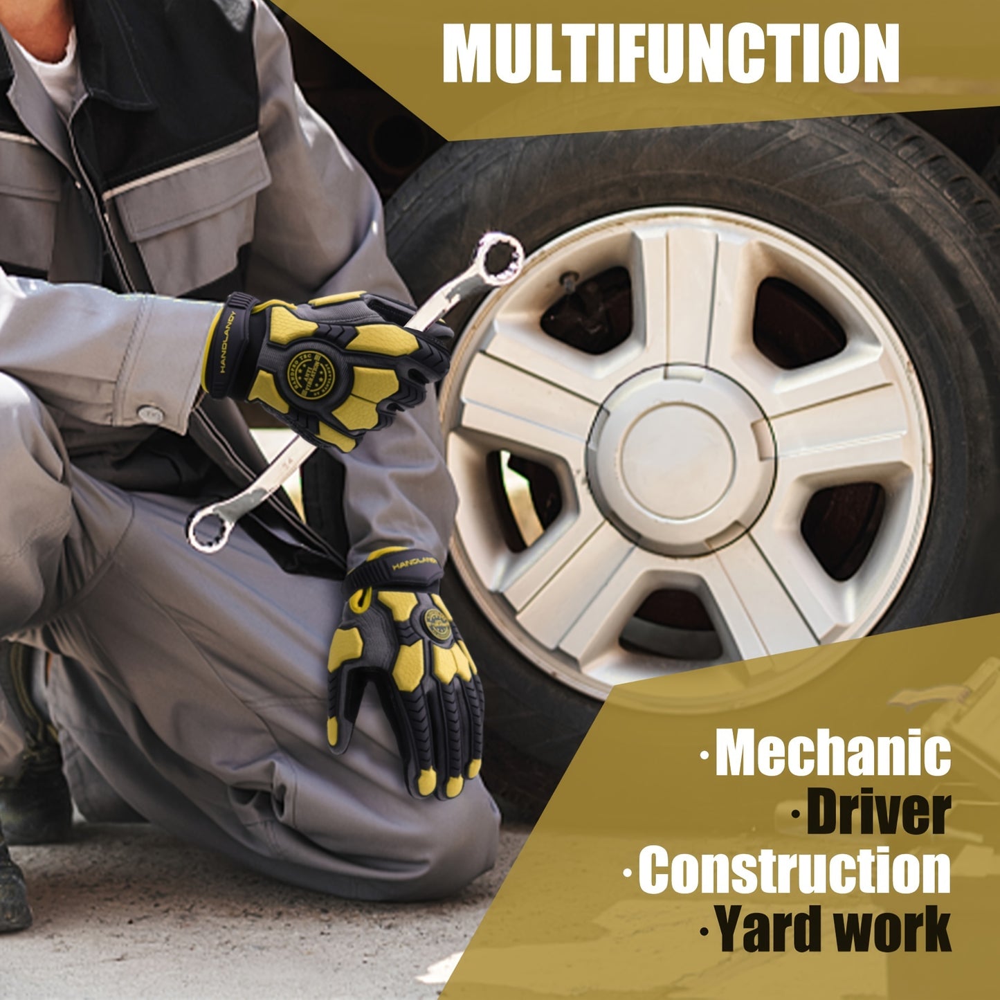 [Gripenhanced Gloves] Heavy-Duty Work Gloves, TPR Protective Impact Gloves, Cut-Resistant Utility Mechanical Gloves, Touchscreen Compatible.
