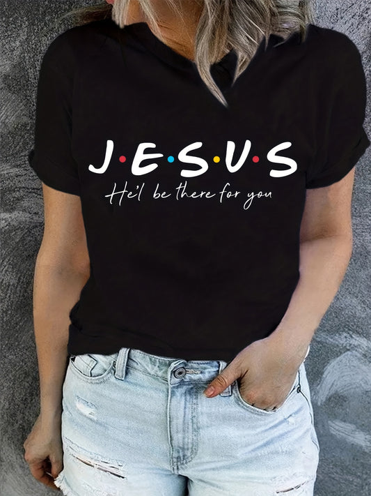 Stylish Jesus Graphic Print T-Shirt - Soft, Breathable, Short Sleeve, Casual Summer Top for Women - Relaxed Fit, Comfortable Clothing for Daily Wear