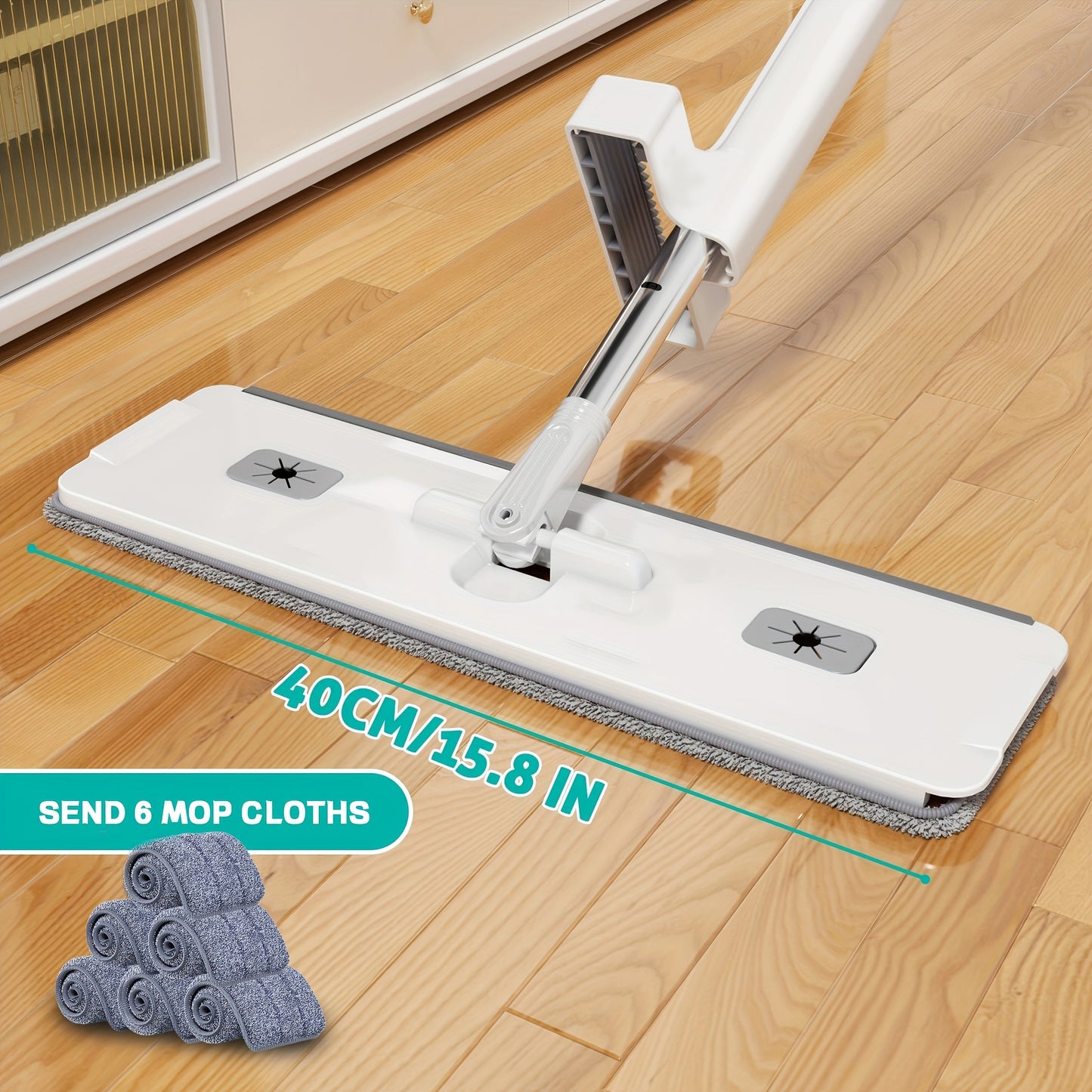 59inch Hands-Free Flat Mop Set - Effortless Cleaning for Lazy Days - 3 Microfiber Pads, Super Absorbent, Dry & Wet Dual-Use - Hassle-Free Maintenance