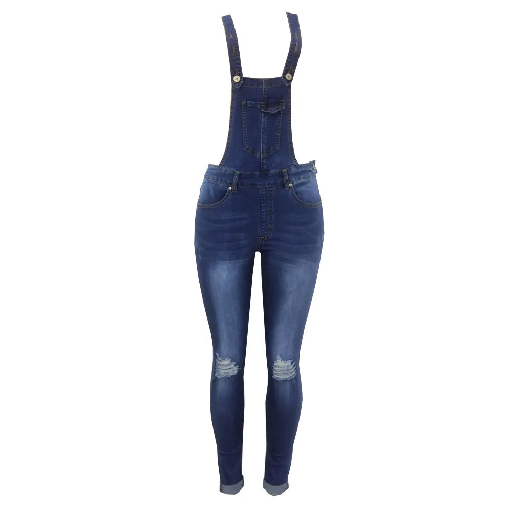 Autumn Denim Jumpsuit Women Jeans Pants Rompers Casual Hole Overralls Trousers Female High Waist Slim Denim Jeans Pencil Pants