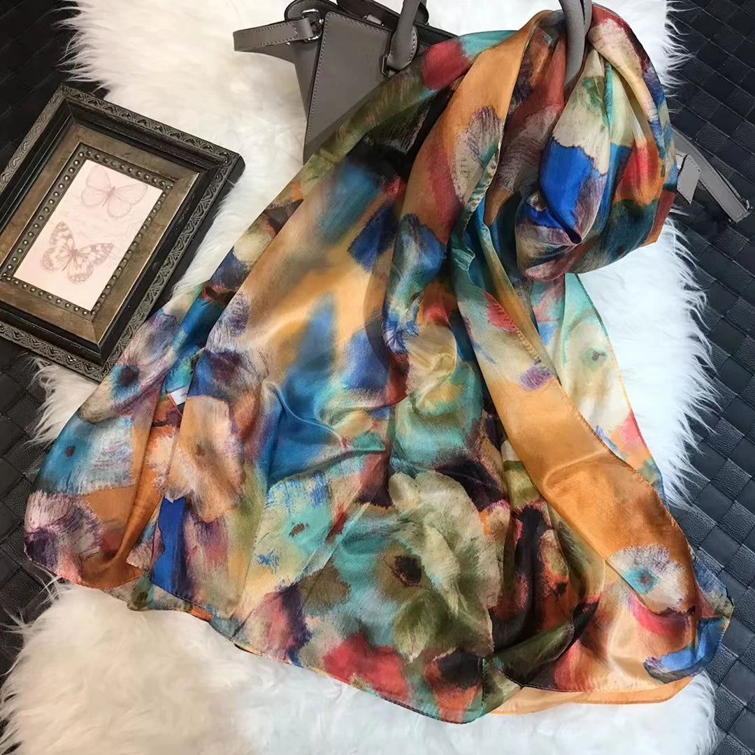 BYSIFA|New Brand Coffee Gold Silk Scarf Shawl Fall Winter Accessories Women Long Scarves Hijabs Summer Beach Shawls Foulard