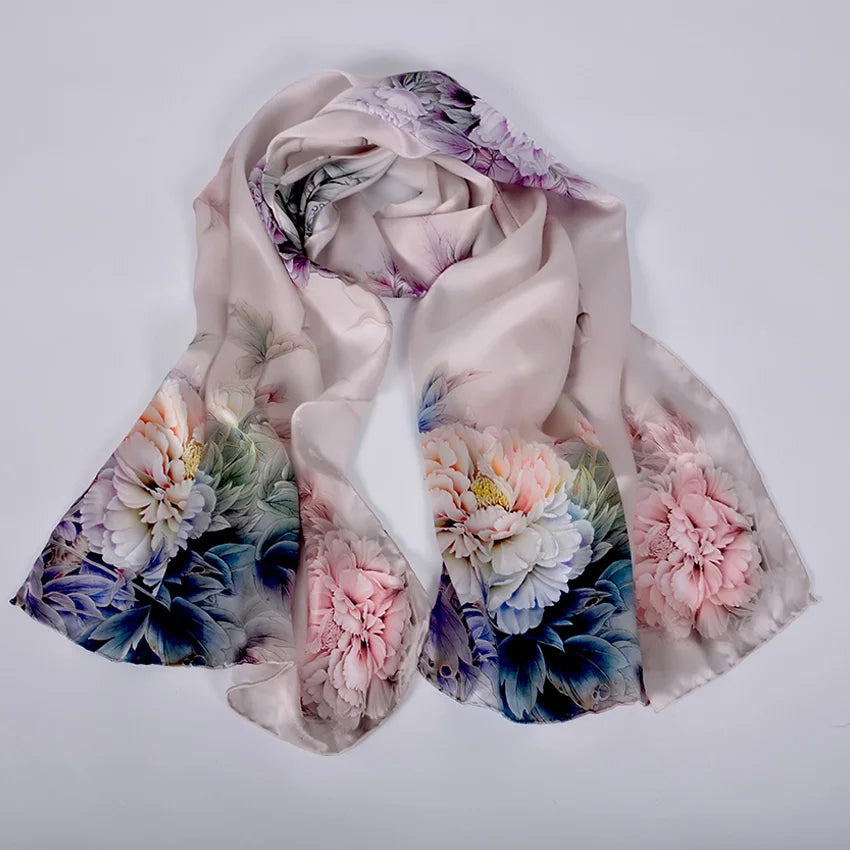 [BYSIFA] Fashion Brand Silk Scarf New Chinese Style Long Scarves Wraps Top Grade Silkworm Cocoon Silk Neck Scarf Cape Foulard