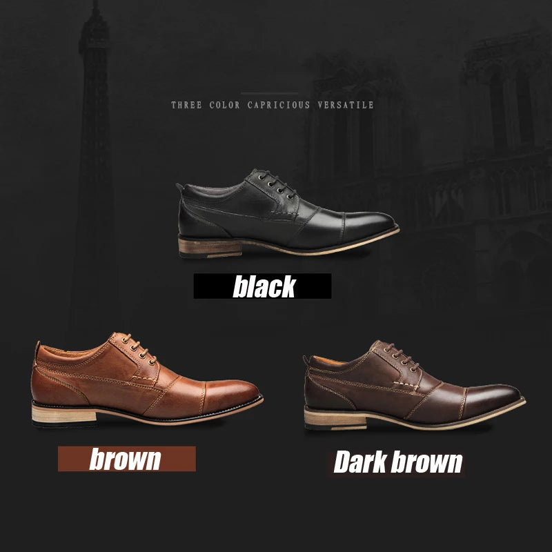 ZFTL New Men Dress shoes Genuine Leather Man Business shoes Big Size Men's Wedding shoes Casual Lace-up shoes Handmade  2025