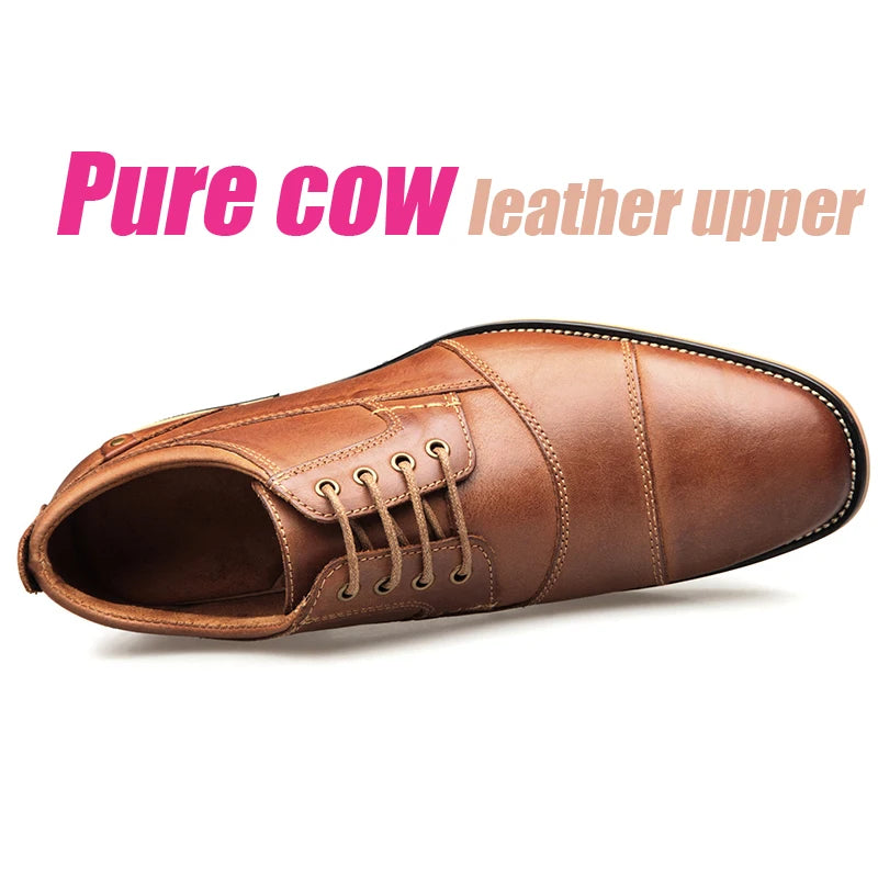 ZFTL New Men Dress shoes Genuine Leather Man Business shoes Big Size Men's Wedding shoes Casual Lace-up shoes Handmade  2025