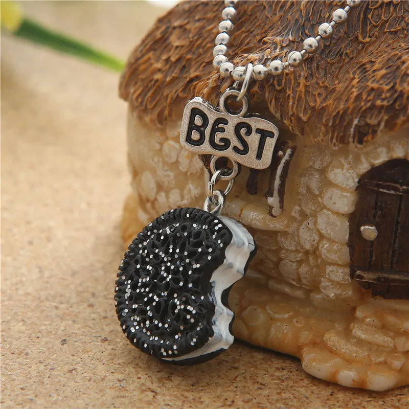 Popular Children Jewelry Pendant Necklace 3D Coffee Cup Oreo Biscuit BEST FRIENDS Letter Advanced Beads Chain Wholesale NT7606