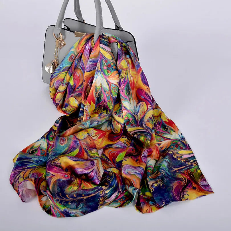 [BYSIFA] Fashion Brand Silk Scarf New Chinese Style Long Scarves Wraps Top Grade Silkworm Cocoon Silk Neck Scarf Cape Foulard