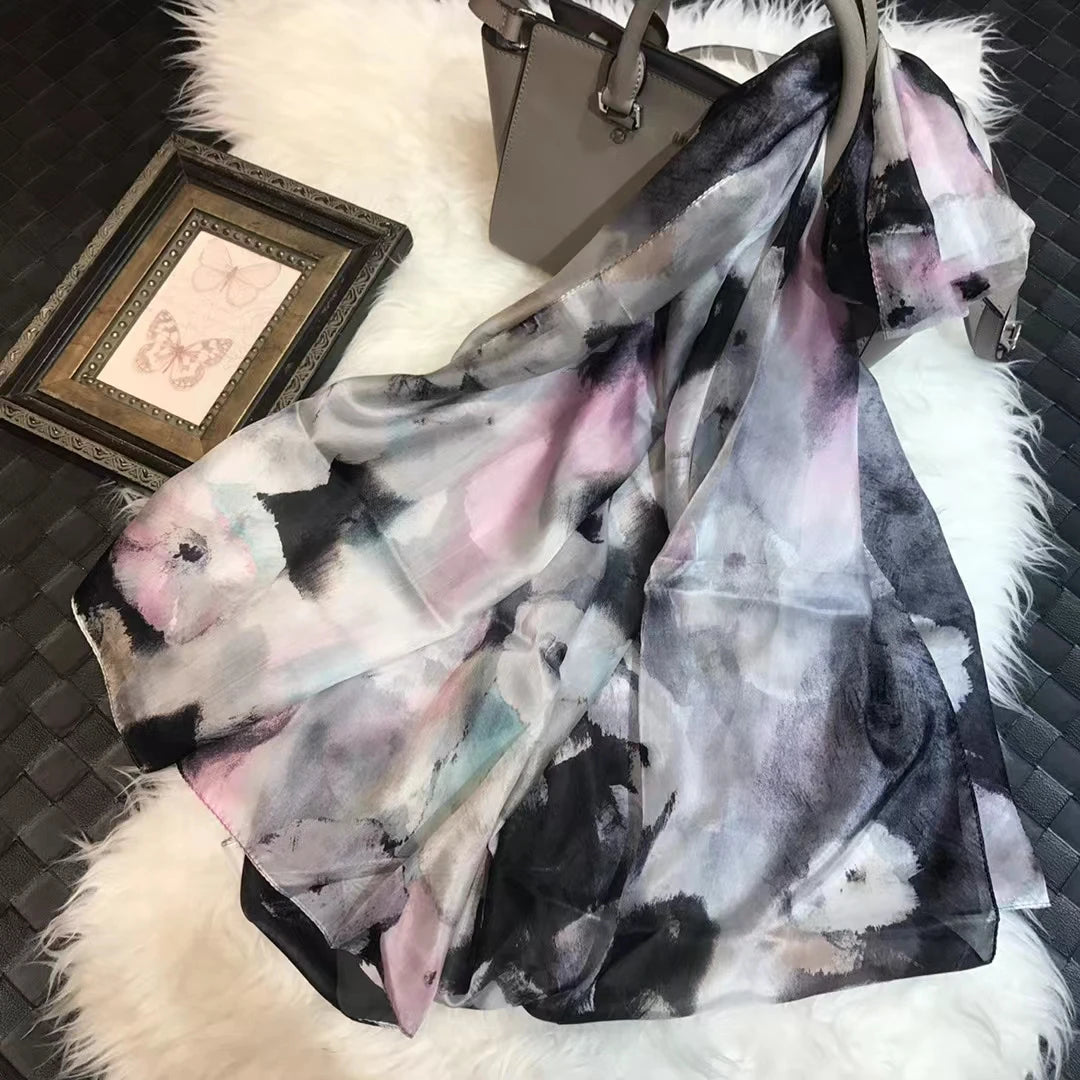 BYSIFA|New Brand Coffee Gold Silk Scarf Shawl Fall Winter Accessories Women Long Scarves Hijabs Summer Beach Shawls Foulard