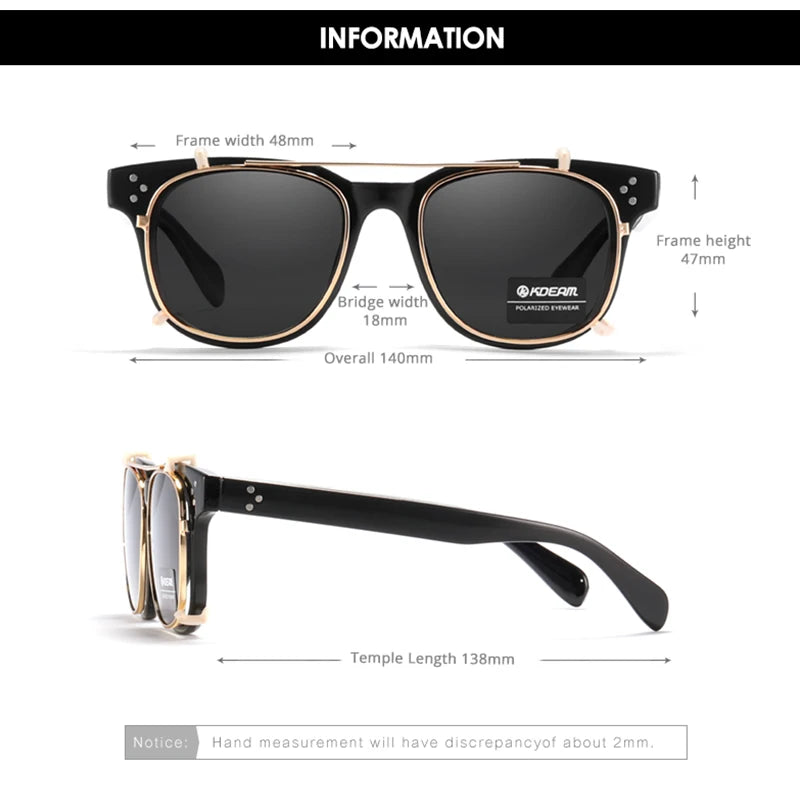 KDEAM Streamlined Designer Clip On Women Men Sunglasses Polarized Detachable UV400 Sunglass Customizable Myopia Glasses KD127