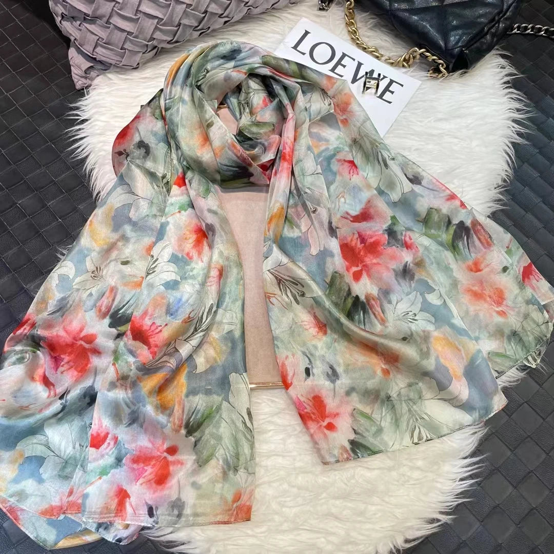 BYSIFA|New Brand Coffee Gold Silk Scarf Shawl Fall Winter Accessories Women Long Scarves Hijabs Summer Beach Shawls Foulard